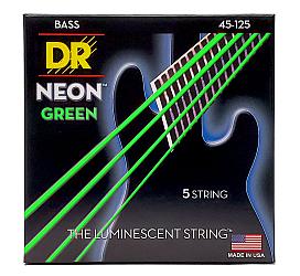 DR Strings NEON GREEN BASS - MEDIUM - 5 STRING (45-125) 