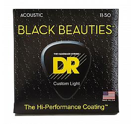 DR Strings BLACK BEAUTIES ACOUSTIC - CUSTOM LIGHT (11-50) 