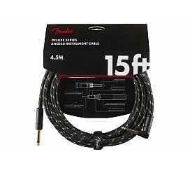Fender CABLE DELUXE SERIES 15' ANGLED BLACK TWEED
