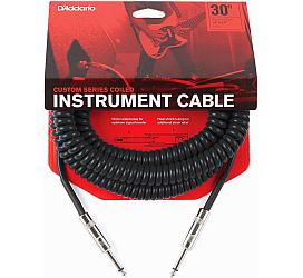 D'addario PW-CDG-30D Coiled Instrument Cable - Black BK