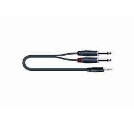 QUIK LOK SPB316-3BK Adaptor cable - Black - 3.0m (Stereo 3.5mm jack plug - 2 Mono 6.3mm jack plugs) 