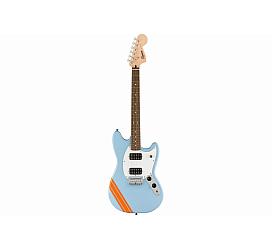 Fender Squier BULLET MUSTANG FSR HH DAPHNE BLUE w/COMPETITION STRIPES