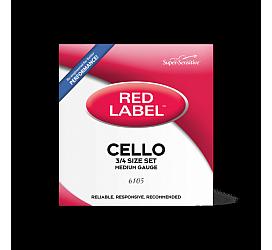 D'addario Super Sensitive 6105 Red Label Cello String Set - 3/4 Size 