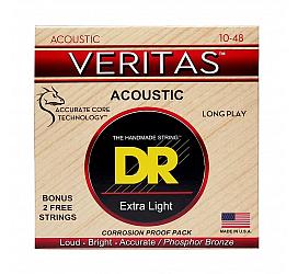 DR Strings VERITAS COATED CORE ACOUSTIC GUITAR STRINGS - EXTRA LIGHT (10-48) 