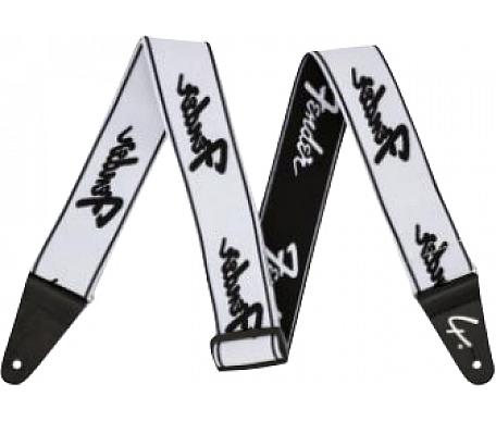 Fender WEIGHLESS 2'' RUNNING LOGO STRAP WHITE/BLACK 