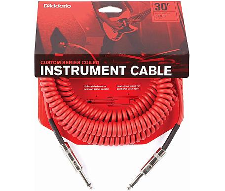 D'addario PW-CDG-30 Coiled Instrument Cable - Red RD