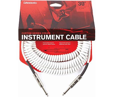 D'addario PW-CDG-30 Coiled Instrument Cable - White WH