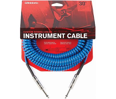 D'addario PW-CDG-30 Coiled Instrument Cable - Blue BU