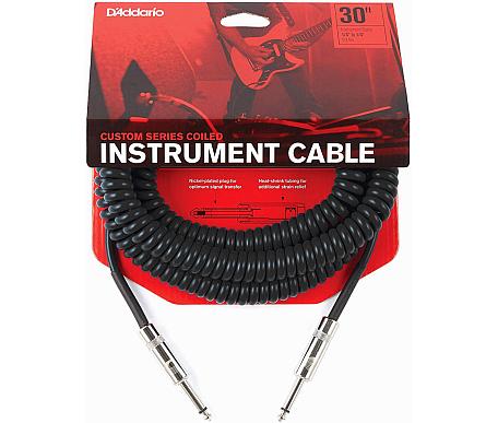 D'addario PW-CDG-30D Coiled Instrument Cable - Black BK
