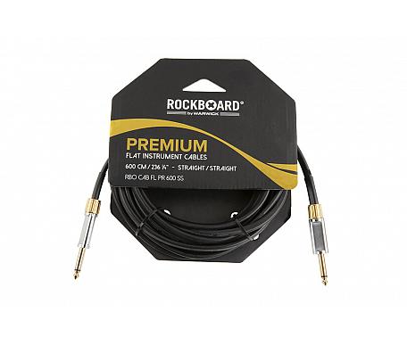 RockBoard RBO CAB FL PR 600 SS PREMIUM Flat Instrument Cable, straight/straight, 600 cm 