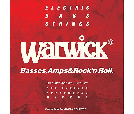Warwick 42401 RED Stainless Steel Medium 6-String (25-135) 