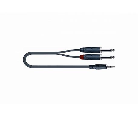 QUIK LOK SPB316-3BK Adaptor cable - Black - 3.0m (Stereo 3.5mm jack plug - 2 Mono 6.3mm jack plugs) 