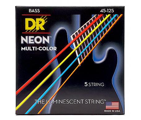 DR Strings NEON MULTI-COLOR BASS - MEDIUM - 5 STRING (45-125) 