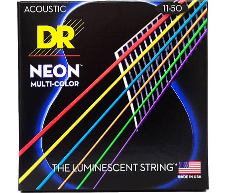 DR Strings NEON MULTI-COLOR ACOUSTIC - CUSTOM LIGHT (11-50) 