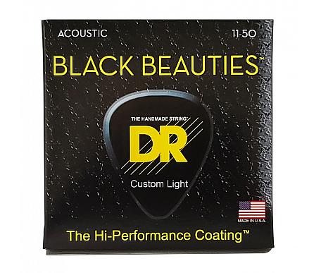 DR Strings BLACK BEAUTIES ACOUSTIC - CUSTOM LIGHT (11-50) 